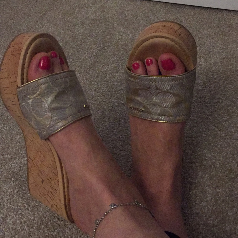 Coach JOANNE Wide strap slip on flatform wedges